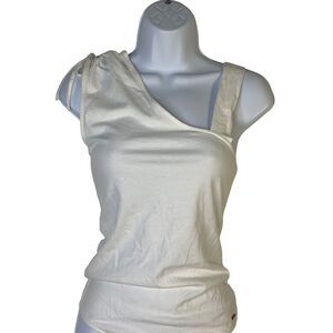 N:philanthropy‎ Womens White Woodside Bodysuit Ruched Shoulder Size Small